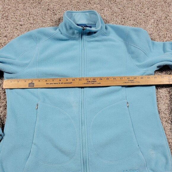 L.L. Bean Fleece Jacket Womens Medium Blue Full Zip Long Sleeve Flaws* - Picture 6 of 9